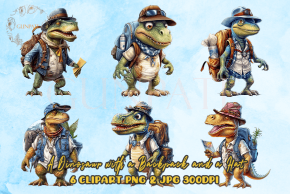 Download Dinosaur with a Backpack Watercolor - Backpack watercolor Collection
