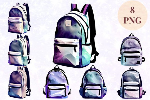 Download Backpack Watercolor 16 Clipart PNG - Backpack watercolor Collection