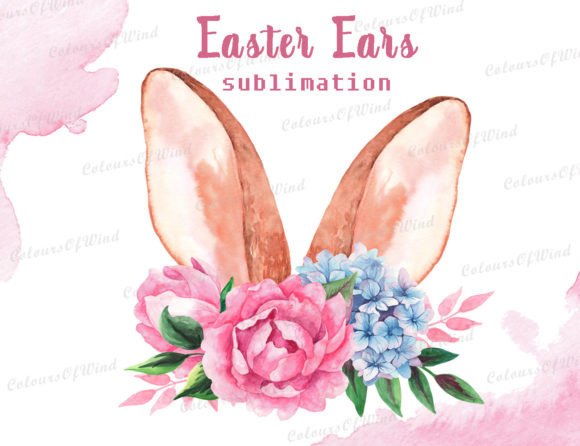 Download Easter Ears Sublimation PNG, Pink Floral - Sublimation png Collection