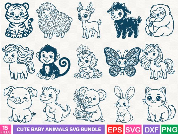 Download Cute Baby Animals SVG Bundle - Premium Resources